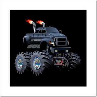 Cartoon monster truck Posters and Art